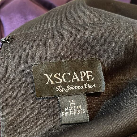 XSCAPE Ny Joanna Chen Ruched Mermaid Taffeta Gown Purple Sleeveless Size 14 - Picture 13 of 13